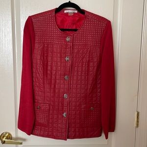 Red leather and knit jacket